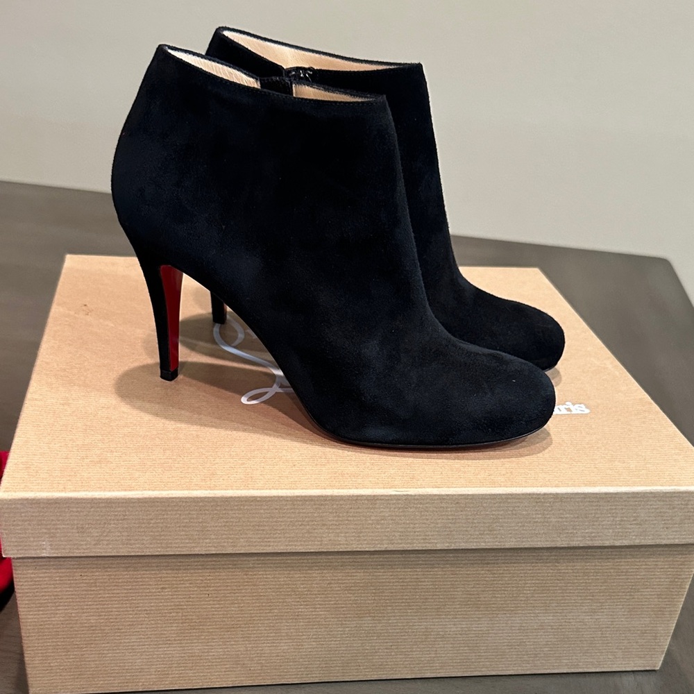 Christian Louboutin Brand New Black Suede Ankle Boots Size 37.5